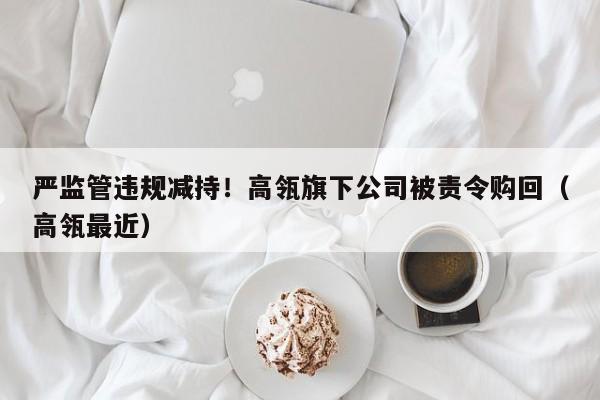 严监管违规减持！高瓴旗下公司被责令购回（高瓴最近）